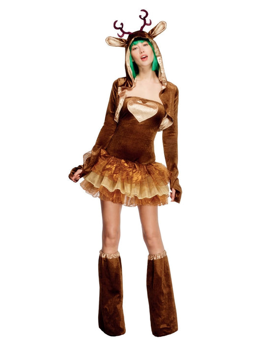 Costum de ren Smiffys Fever cu rochie tutu, bretele detașabile, jachetă și cizme pentru adulti, marimea