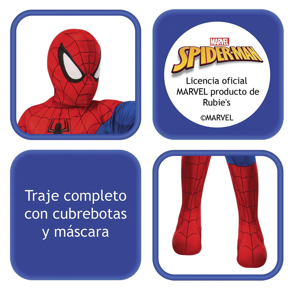 Costum Rubies Spiderman pentru băieți, cu cizme atașate și mască din material oficial al filmului Spider-Man de la Marvel, costum pentru Halloween, Crăciun, carnaval și petreceri de naștere S (3-4 ani)