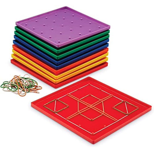 Learning Resources Geoboard Placă geometrică 5x5, set 10 piese, 5+ ani