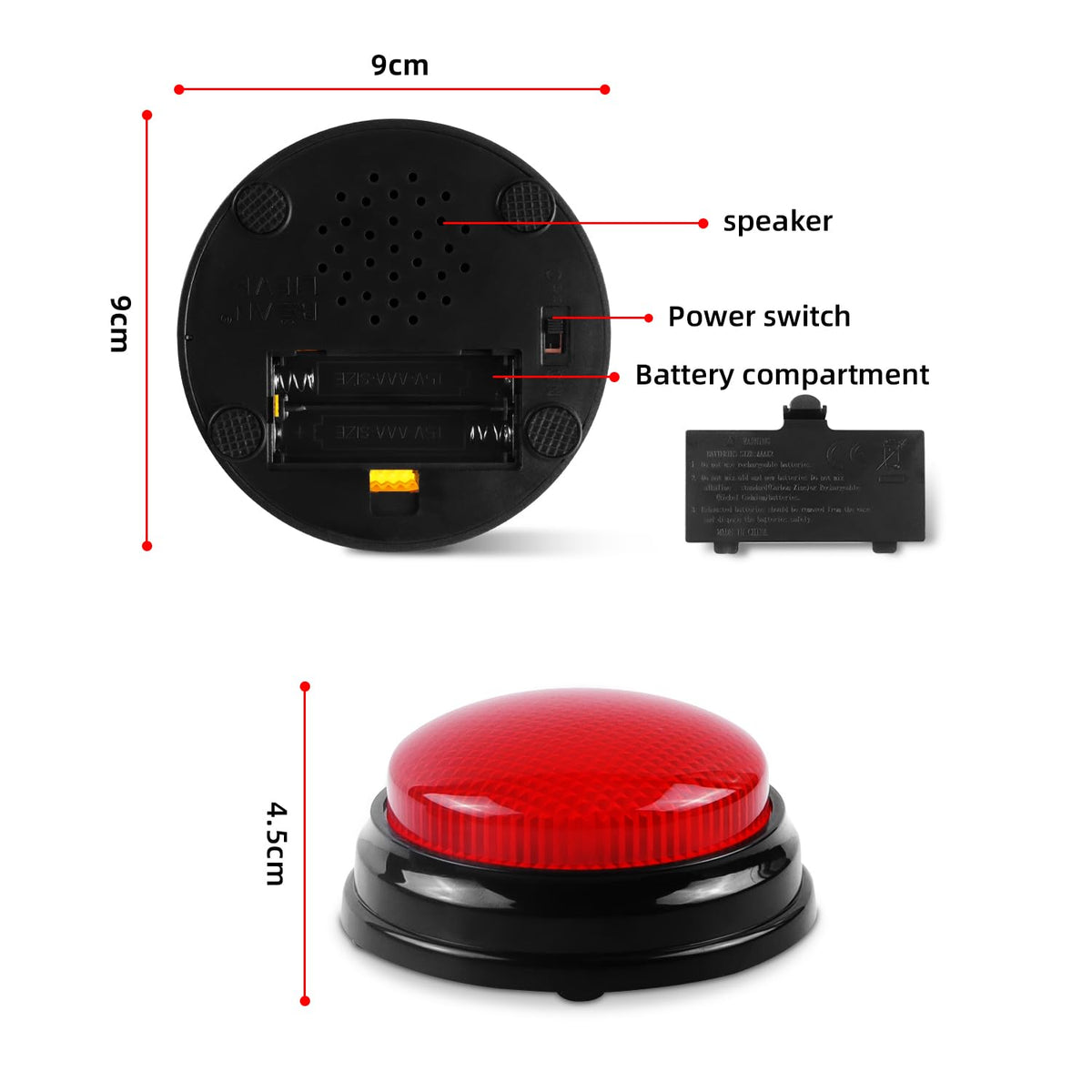 BEAN LIEVE GB-02 Set de buzzere pentru răspunsuri cu 4 sunete personalizate, sirenă, buzzer, laser și încărcare, pentru jocuri în clasă și acasă, set de 4, multicolor