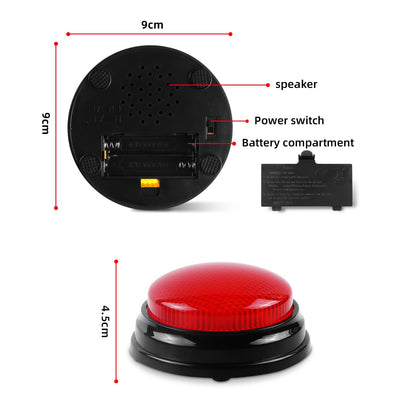 BEAN LIEVE GB-02 Set de buzzere pentru răspunsuri cu 4 sunete personalizate, sirenă, buzzer, laser și încărcare, pentru jocuri în clasă și acasă, set de 4, multicolor