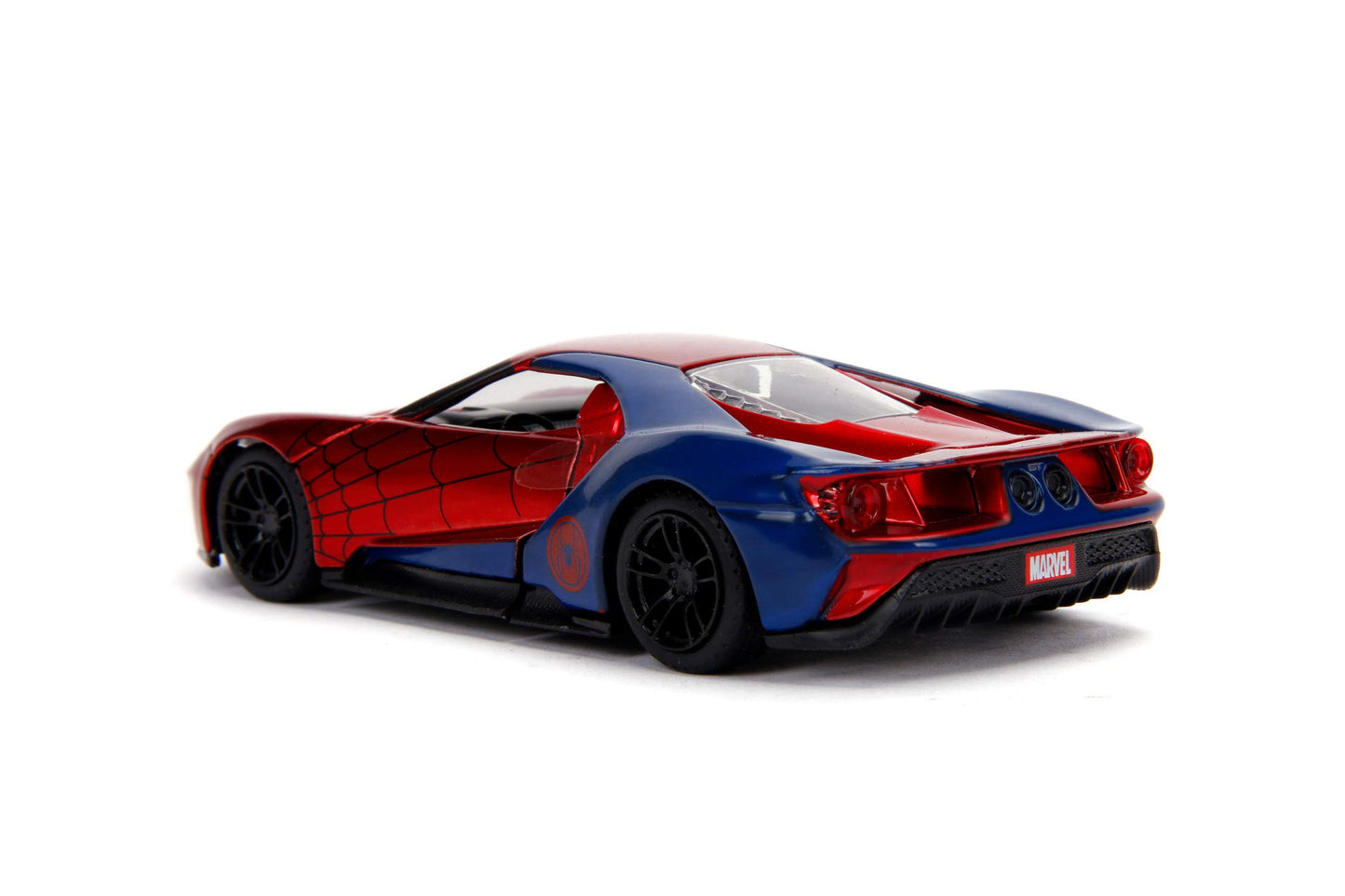 Jada Toys Marvel Spider-Man 2017 Ford GT Mașinuță din metal cu uși care se deschid și roți de cauciuc 1:32 roșu/albastru