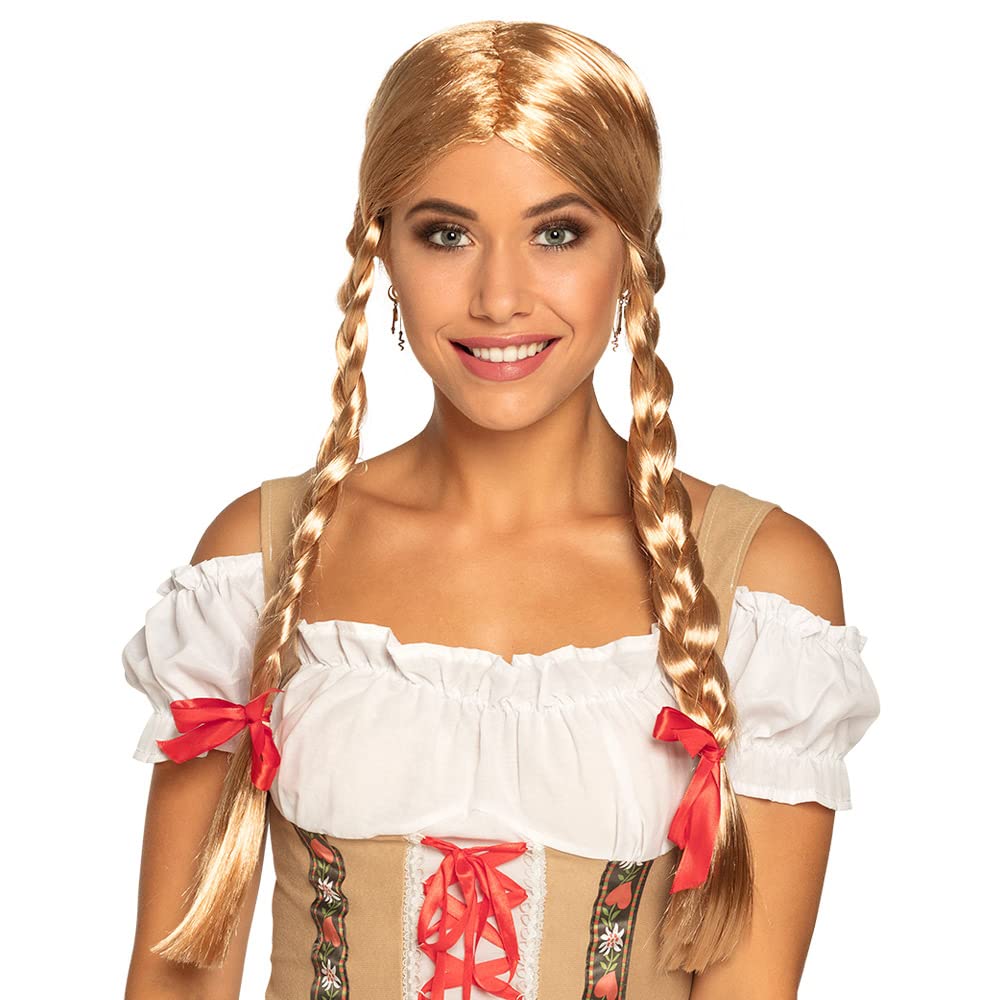 Boland 86117 Perucă Heidi cu codițe împletite, păr sintetic blond