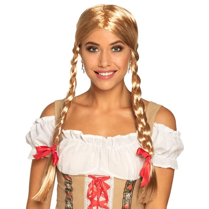 Boland 86117 Perucă Heidi cu codițe împletite, păr sintetic blond
