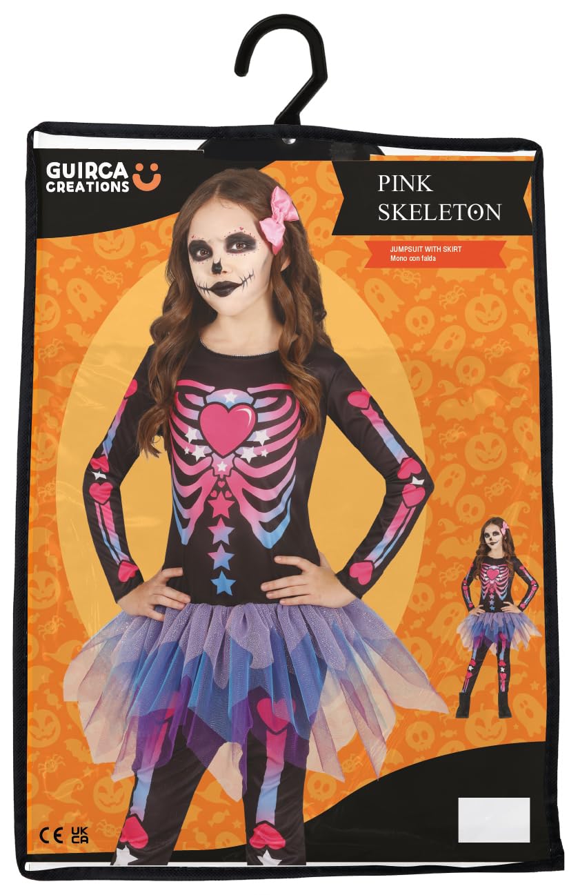 FIESTAS GUIRCA 78060 Costum schelet roz cu tutu pentru fete Halloween 3-4 ani