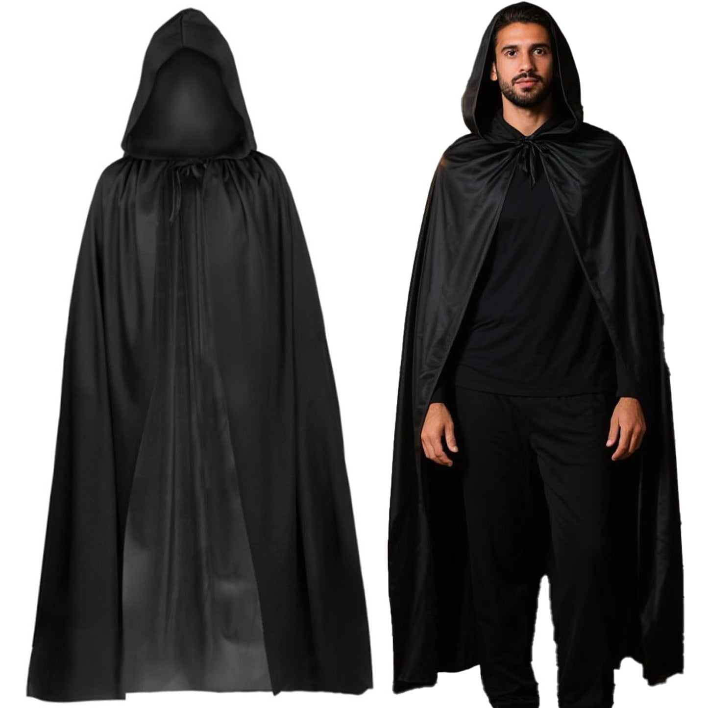 XWGKLN Pelerină neagră cu Glugă 160 cm, Halloween
