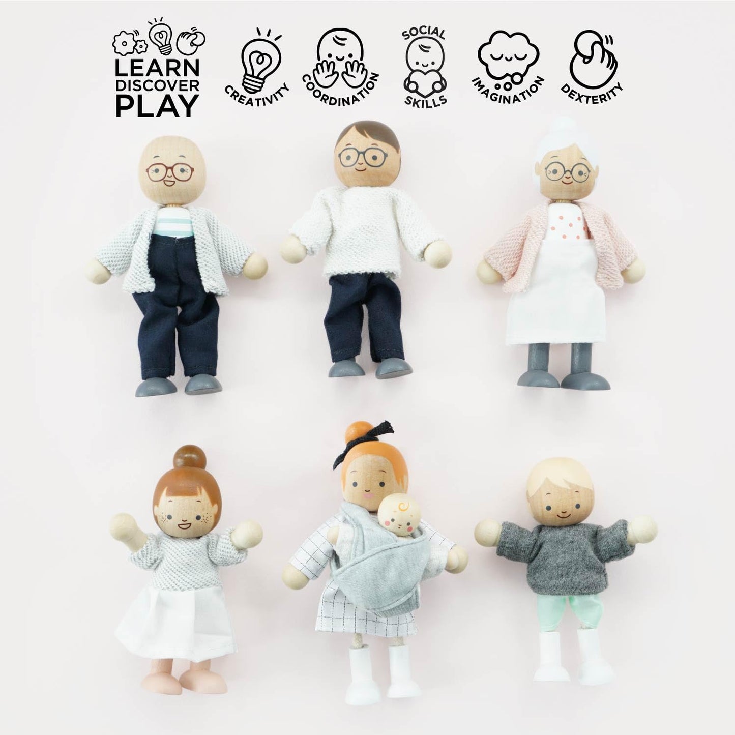 Le Toy Van P053 Set păpuși din lemn Familia Mea, 3+ ani