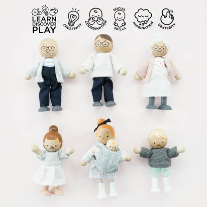 Le Toy Van P053 Set păpuși din lemn Familia Mea, 3+ ani