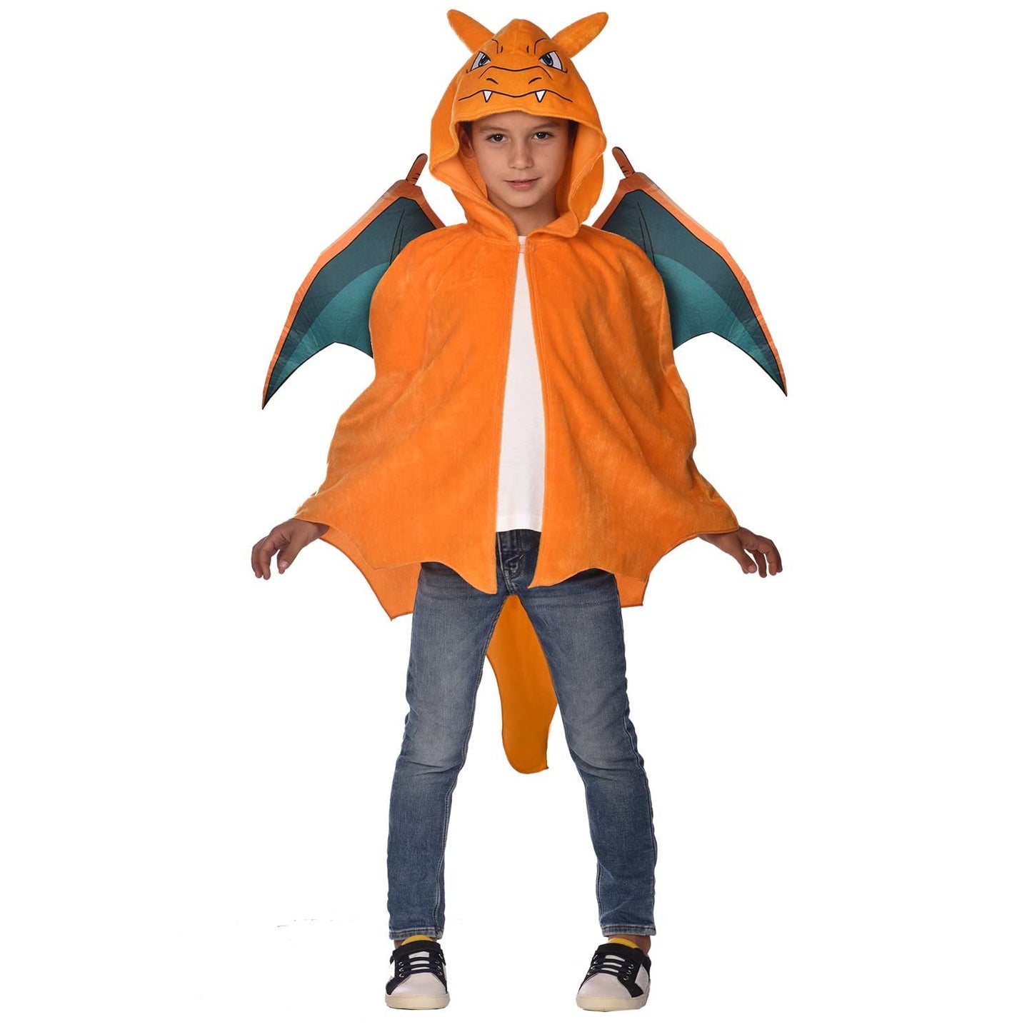 Amscan - Costum pentru copii Glurak, Pelerină din pluș cu glugă, Pokemon, Petrecere tematică, Carnaval