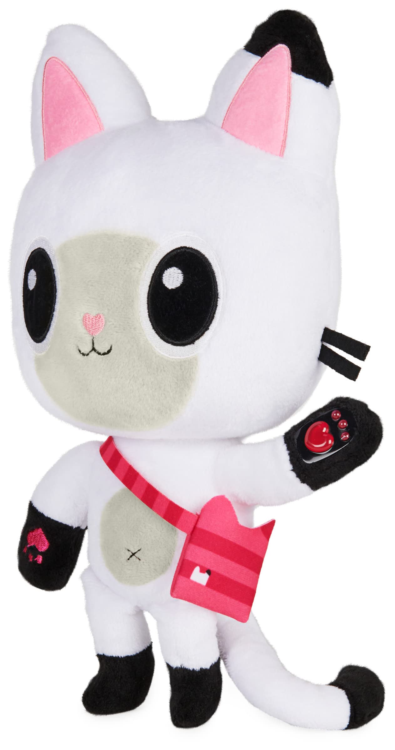 Gabby's Dollhouse, pisica pufoasă Talking Pandy Paws de 33 cm, cu lumini, 2 melodii în engleză și 10 sunete, potrivită pentru copii de la 3 ani.