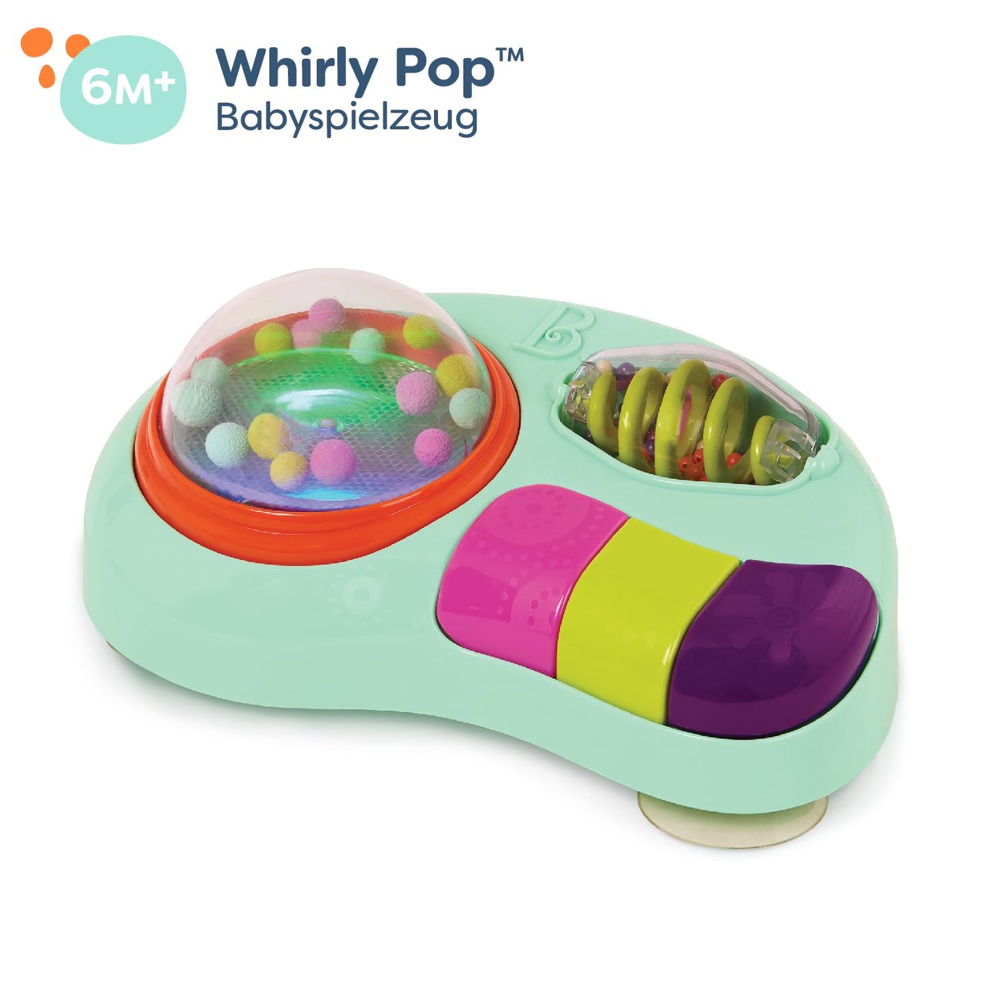 B. toys – Jucărie pentru bebeluși pentru scaunul de masă – Jucărie cu ventuză cu muzică, lumini, sunete – Jucărie senzorială – Jucărie motrică Activitate pentru bebeluși – de la 6 luni – Whirly Pop