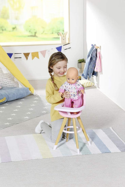 BABY Born Hochstuhl Scaun înalt pentru păpuși cu aspect modern de lemn Accesorii de calitate pentru păpuși de la 3 ani