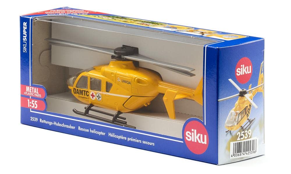 Siku 253903802 Set de joacă elicopter de salvare ÖAMTC 1:55 din metal și plastic galben cu rotoare mobile