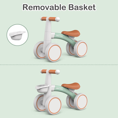 Umatoll Bicicleta balans pentru 1 an, jucărie pentru 12-24 luni, cadou de ziua de naștere pentru 1 an (Verde)