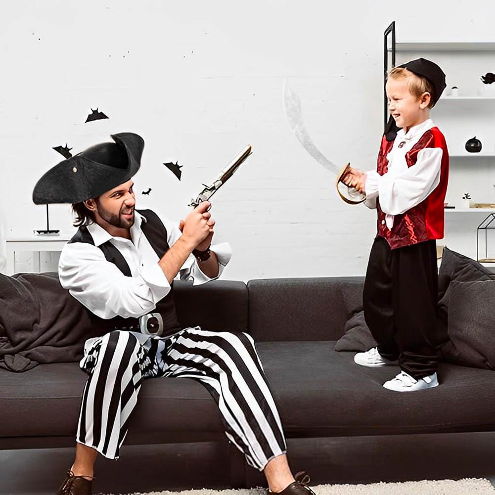 MOPQMKT Palarie pirat tricorn, piele ecologica