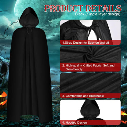 AOOWU Mantie Medievală cu Glugă Halloween, 170 cm