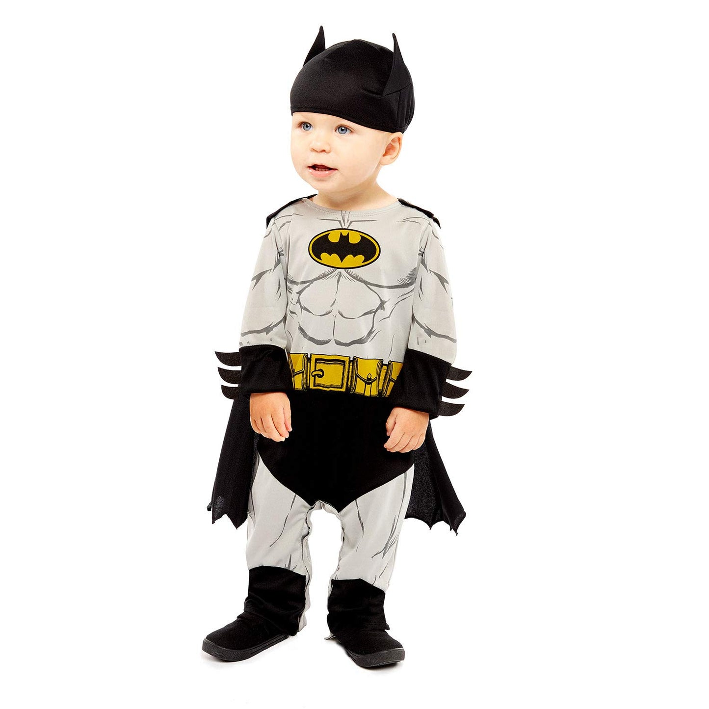 Amscan Baby Costum Batman Salopetă cu Velcro Pelerină Căciulă 2-3 ani Gri