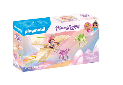 PLAYMOBIL Princess Magic 71363 Set de figurină Aventură magică cu pui de pegas, lecții de zbor în nori, cu prințesă și doi pui de pegas, jucărie pentru copii de la 4 ani