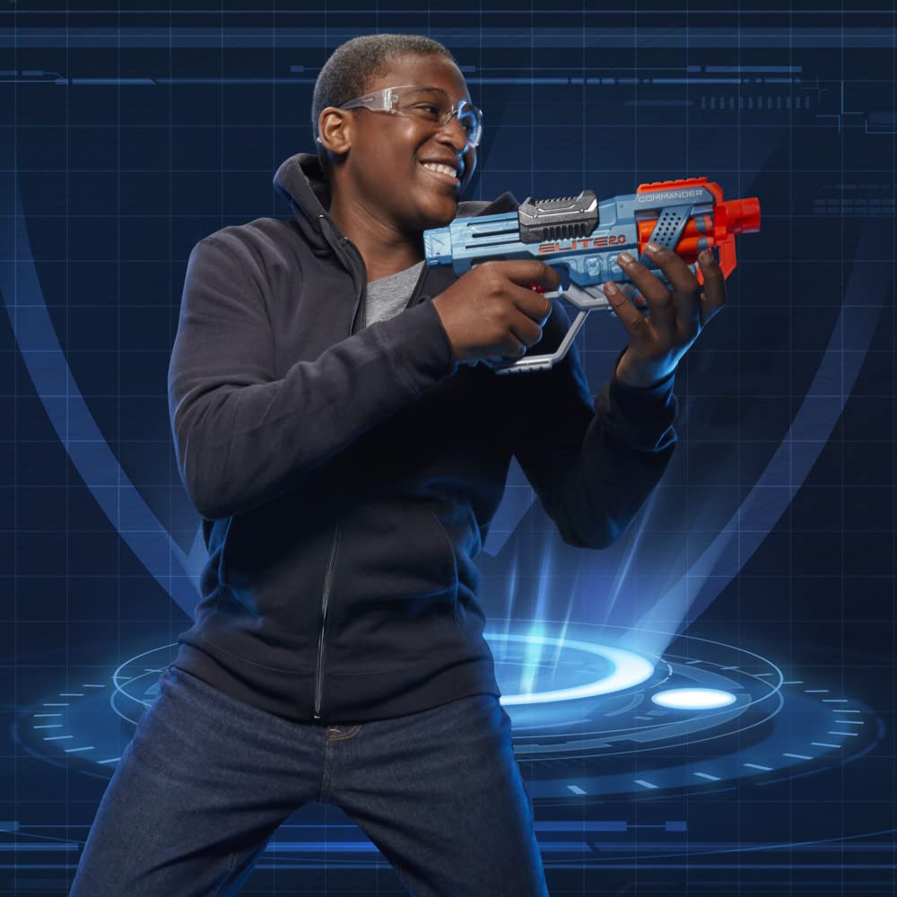 Nerf Elite 2.0 Commander RD-6 Dart-Blaster cu 12 săgeți, tambur rotativ de 6 săgeți, jucărie pentru exterior, pentru copii de la 8 ani, băieți și fete