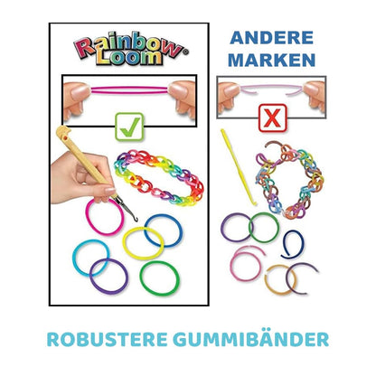 BANDAI - Rainbow Loom Original - Set creativ pentru brățări - Război de țesut cu 600 de elastice - Licență oficială patentată - Jucărie pentru copii de la 8 ani - CD00001