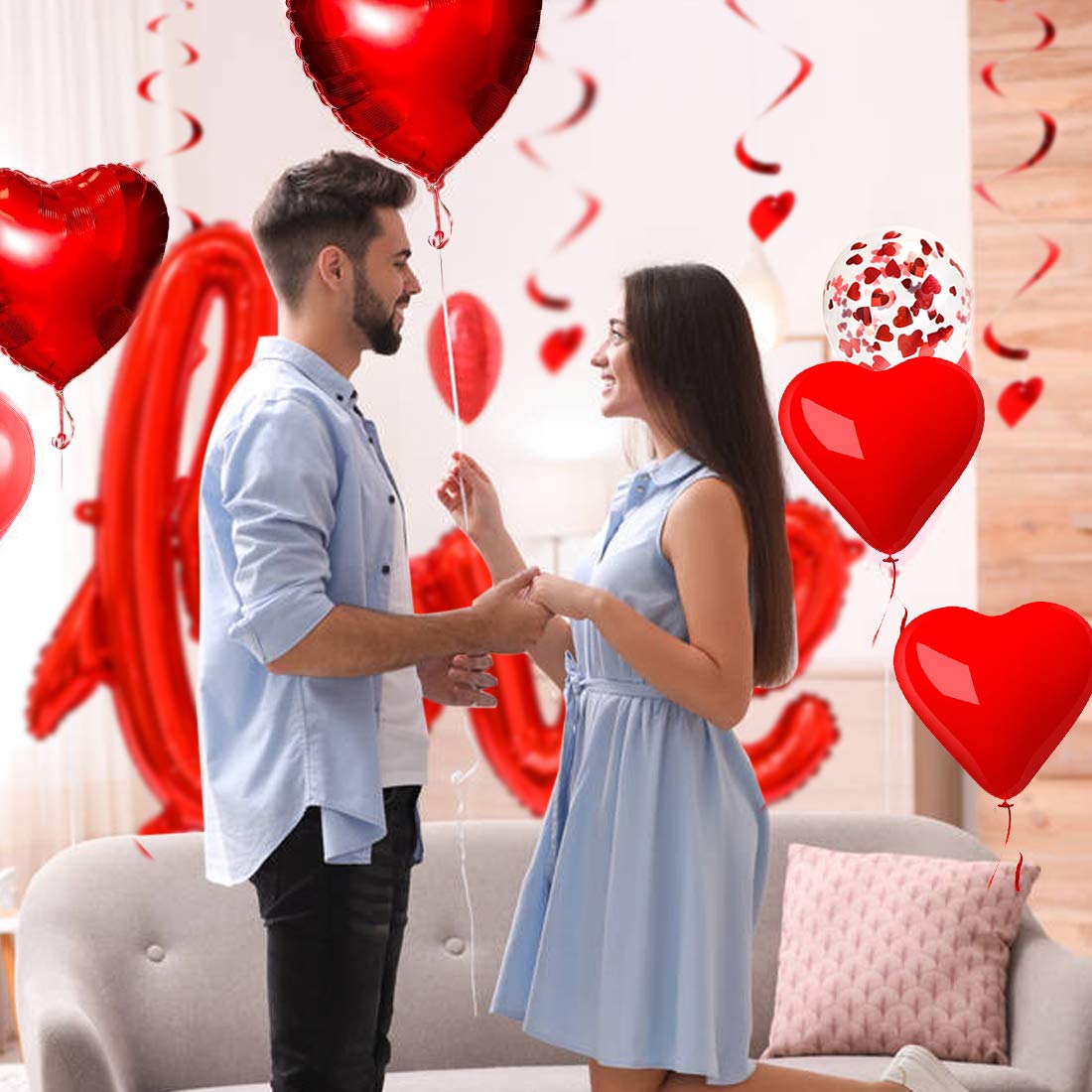 49X Balonase Rote Love, Decoratiuni Romantice, XXL Balon Folie Love, Balon Inima Rote Helium, Balon Confetti, Decoratiune pentru Atmosfera Romantica, Cerere in Casatorie, Decoratiuni de Ziua Indragostitilor, Nunta
