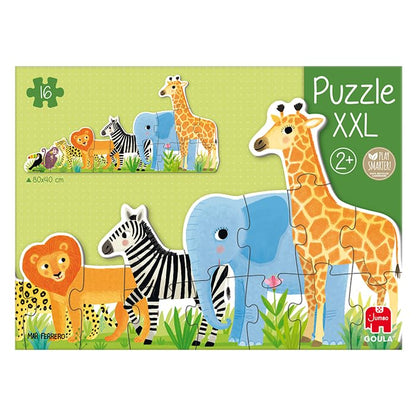 Goula D53426 - Puzzle XXL - Junglă, de la mic la mare, pentru copii de la 2 ani