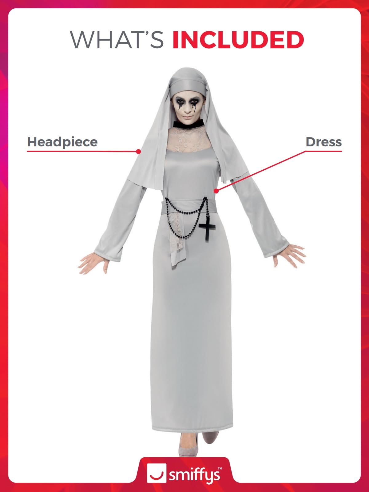 Smiffys Costum Călugăriță Gotică, gri
