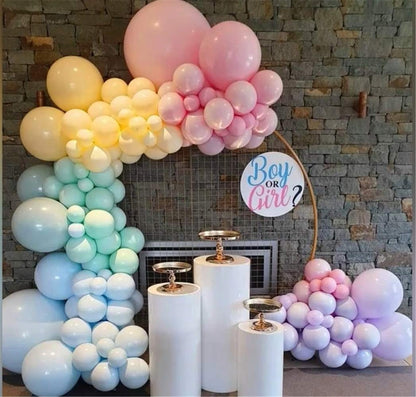 Banyeyun BNYPP Set de baloane pastelate 171 piese, arc de baloane curcubeu, culori macaron, latex, 5, 10, 12, 18 inch, petrecere copii, nuntă, unicorn, sirenă