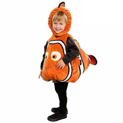Abhpjuy Salopetă costum Halloween pește clovn portocaliu 101-115 cm copii
