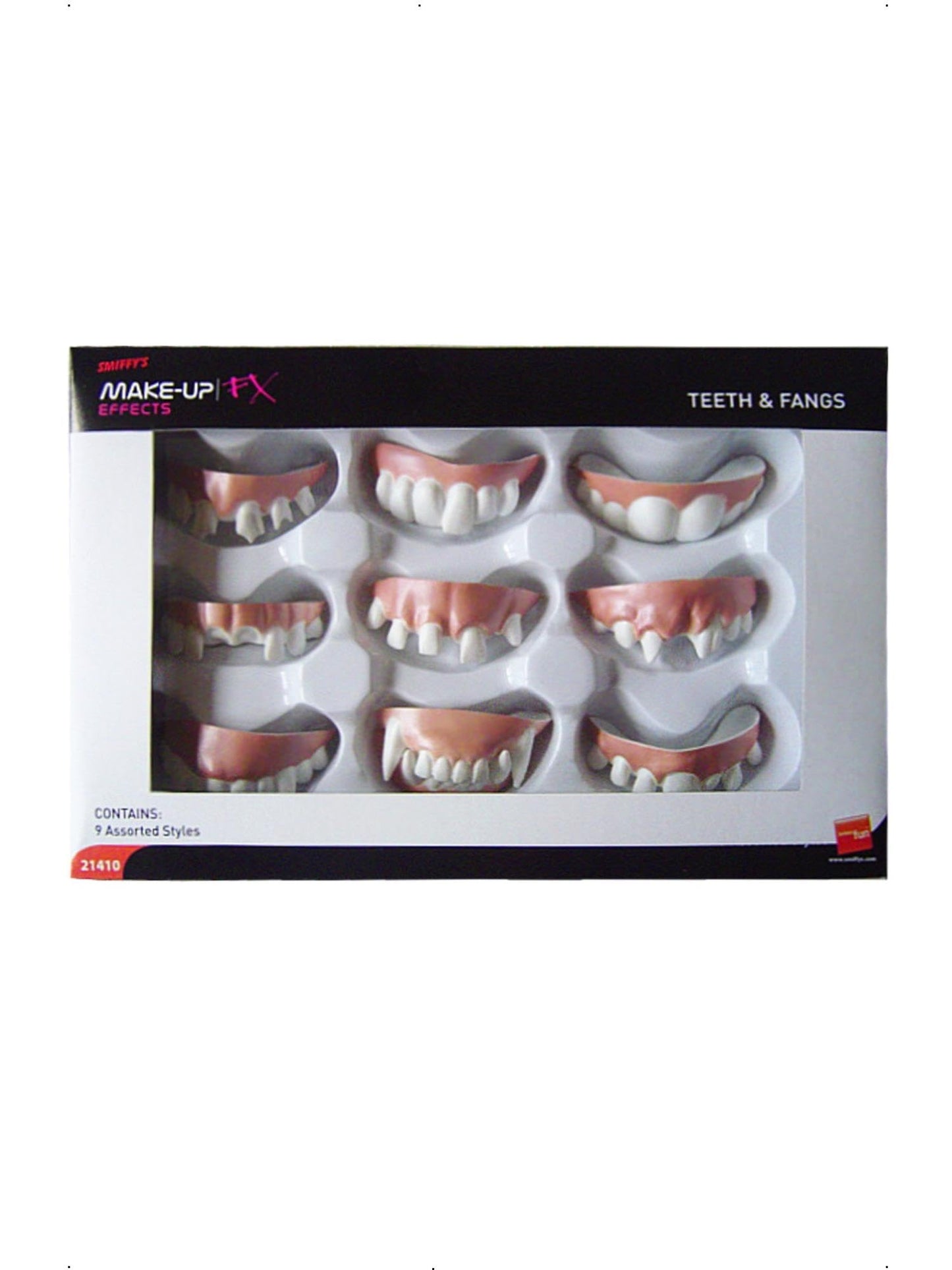 Smiffys Set de danturi false și colți, alb, 9 modele pentru Halloween
