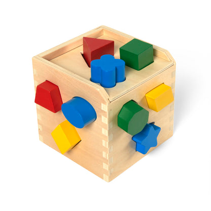 Melissa & Doug Cub de sortare a formelor | Jucărie educativă | Sortator de forme pentru copii | 2+ | Cadou pentru băieți sau fete