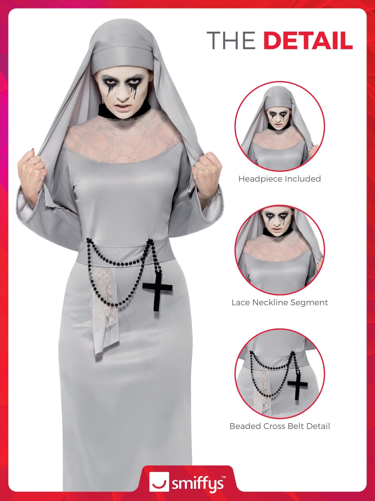 Smiffys Costum Călugăriță Gotică, gri