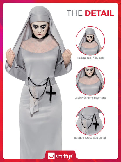 Smiffys Costum Călugăriță Gotică, gri