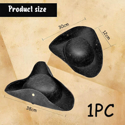 MOPQMKT Palarie pirat tricorn, piele ecologica