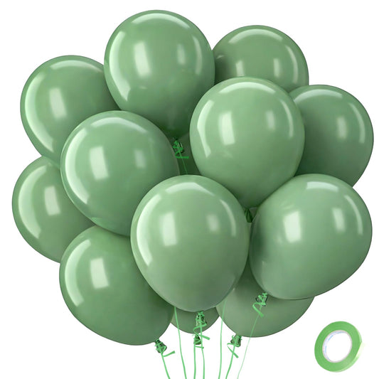 QIFU A7005-50 Set de baloane aniversare 100 piese verde salvie 12 inci