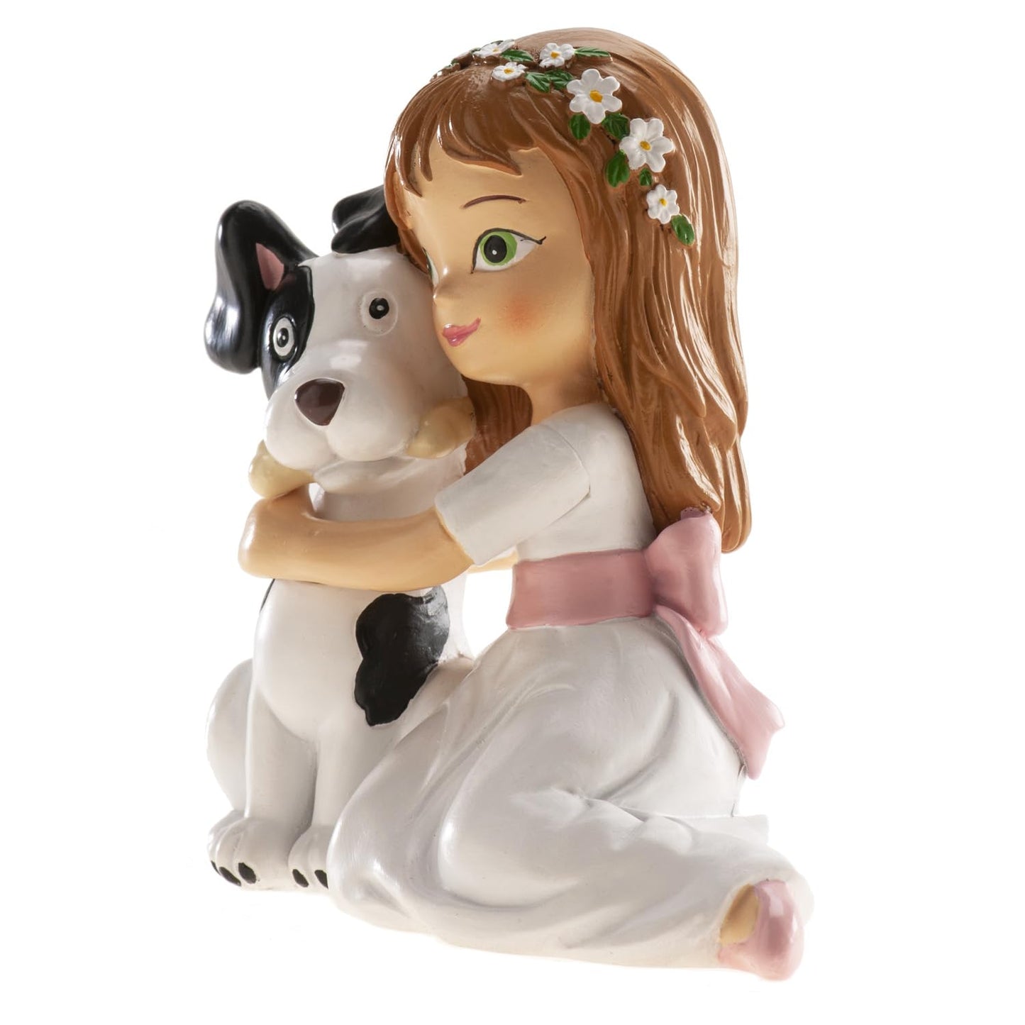 Dekora Figurină Prima Împărtășanie, fată cu câine, 11,5 cm