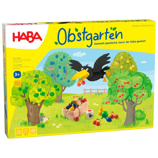 HABA Obstgarten – Joc de masă și zaruri pentru întreaga familie, despre culori și forme, jucărie din lemn pentru copii de la 3 ani – 1004170001