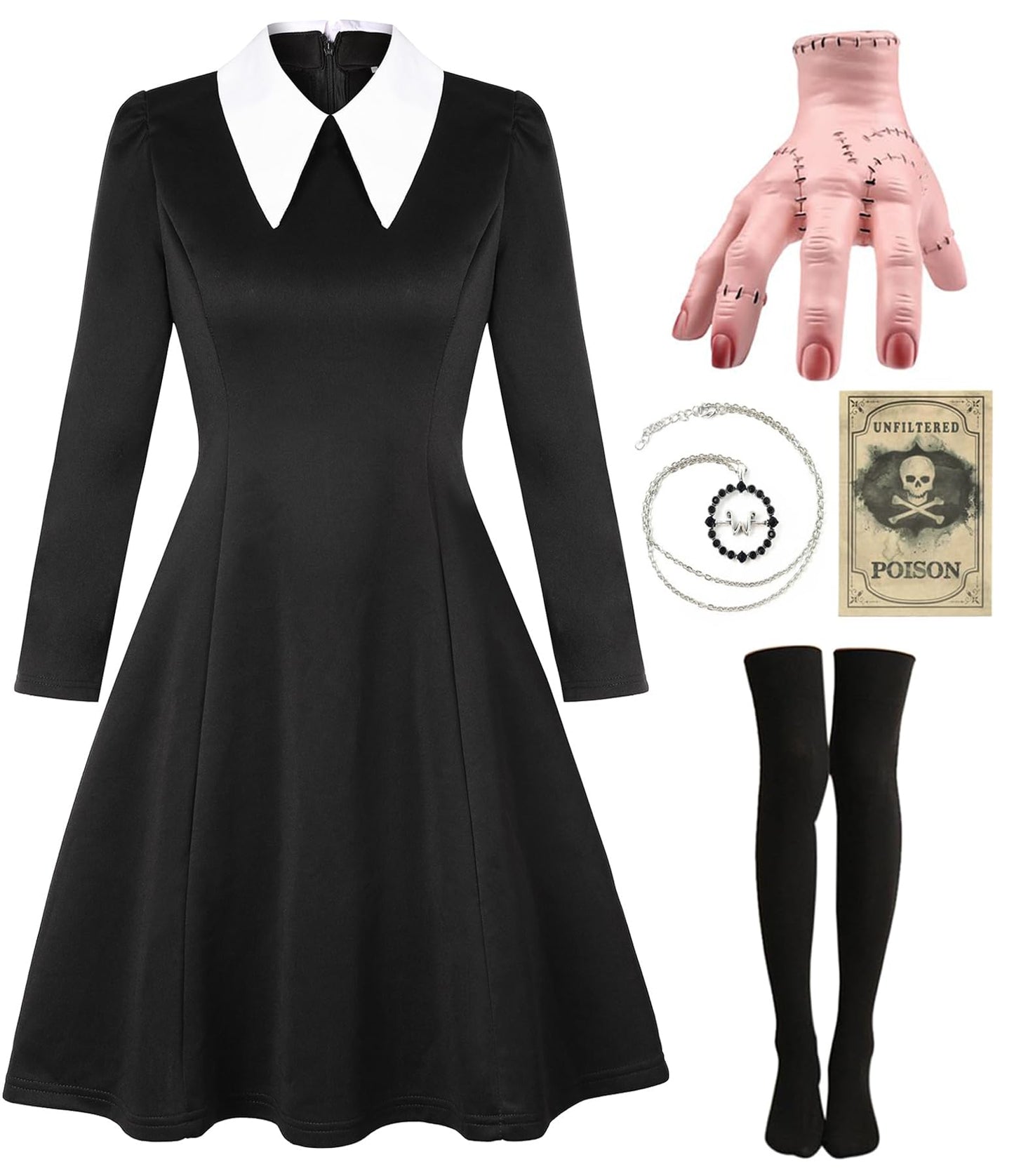 Mrsclaus Set Costum Familia Addams Halloween, 6 piese