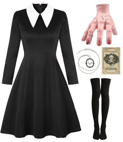 Mrsclaus Set Costum Familia Addams Halloween, 6 piese