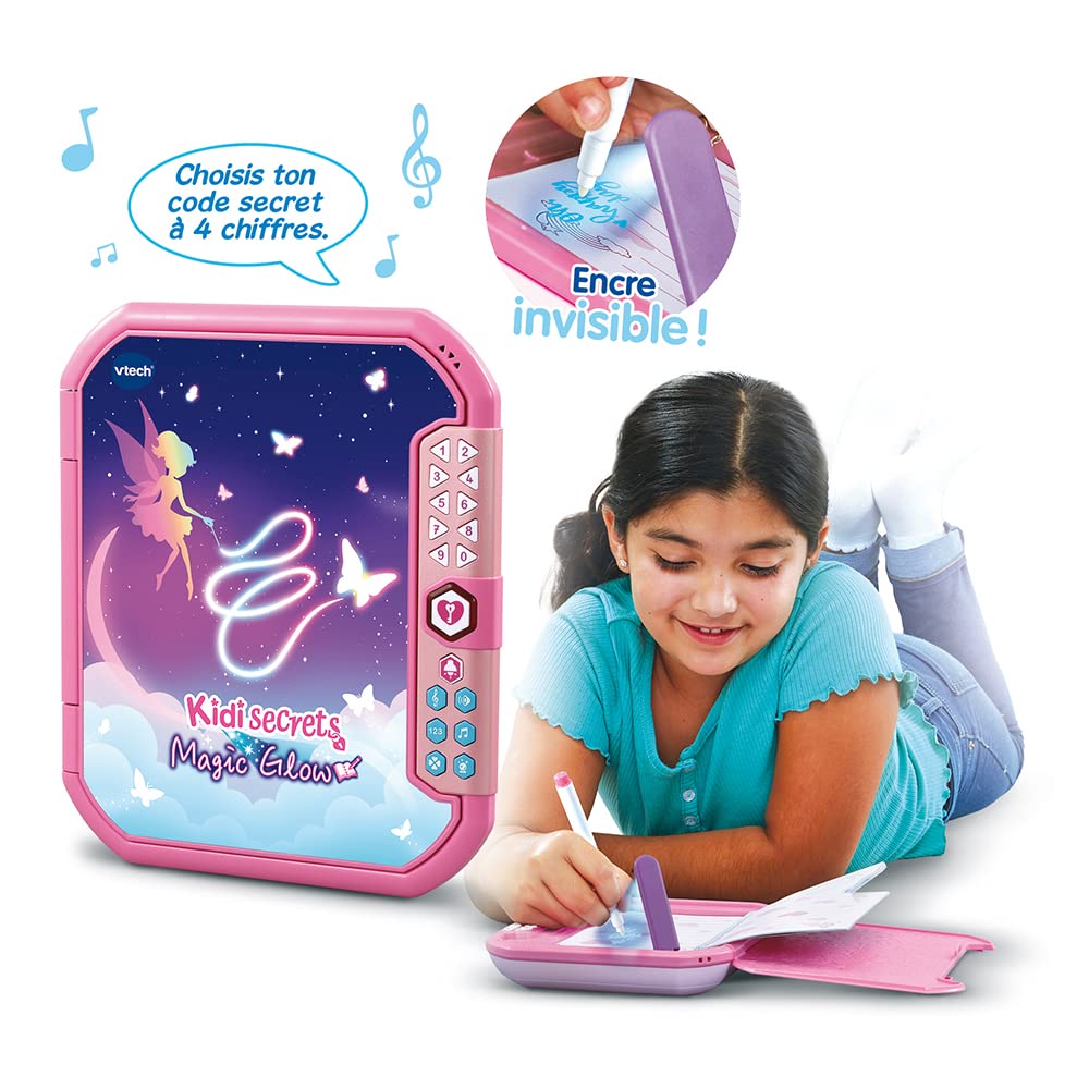 VTech KIDISECRETS MAGIC GLOW Jurnalul Interactiv 532405, Jucărie Interactivă, Multicolor, 17,6 x 3,6 x 20,8 cm, Versiune Franceză