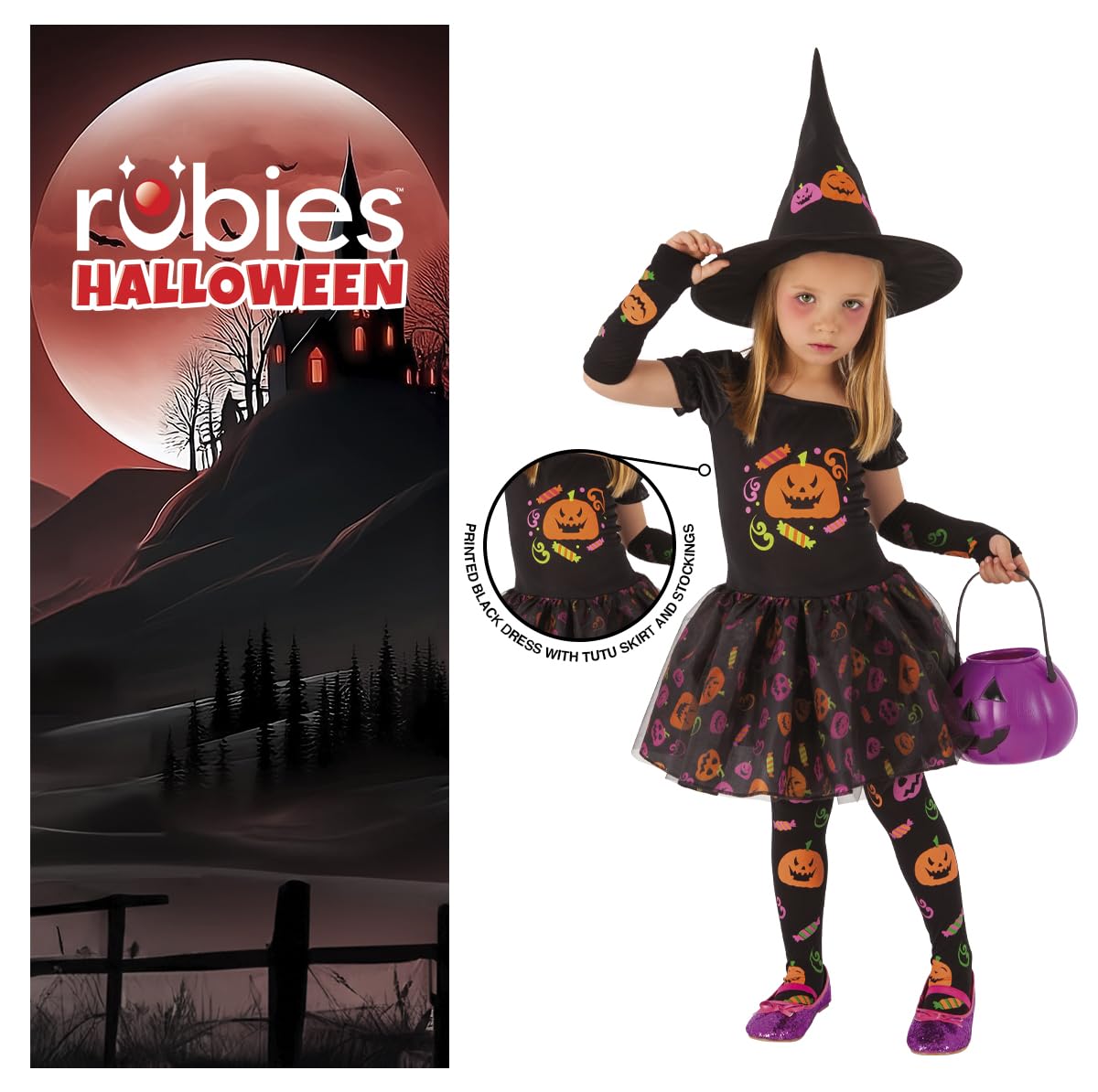 Rubie's Costum Vrăjitoare Dovleac, 3-4 ani