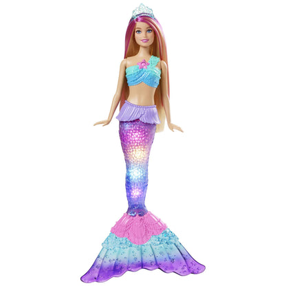 Barbie Dreamtopia Sirenă Magică cu Lumină, Păpușă cu Păr Blond și Coadă de Sirenă, Cadoul Perfect pentru Copii de la 3 Ani, HDJ36
