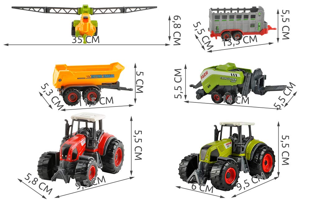 ISO TRADE Set 6 mașini agricole, tractoare, 3+ ani