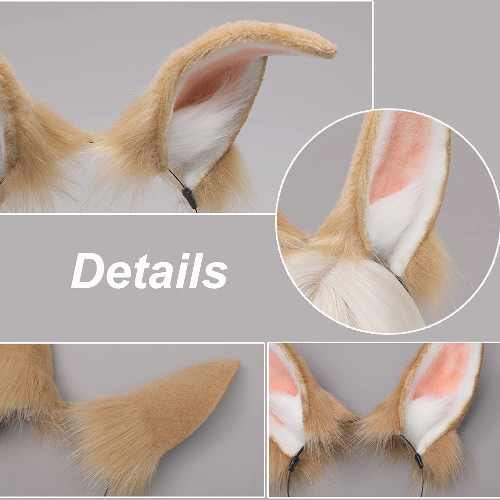 Camelliass Bentita cu urechi de iepure din plus flexibile Accesoriu de păr pentru cosplay alb