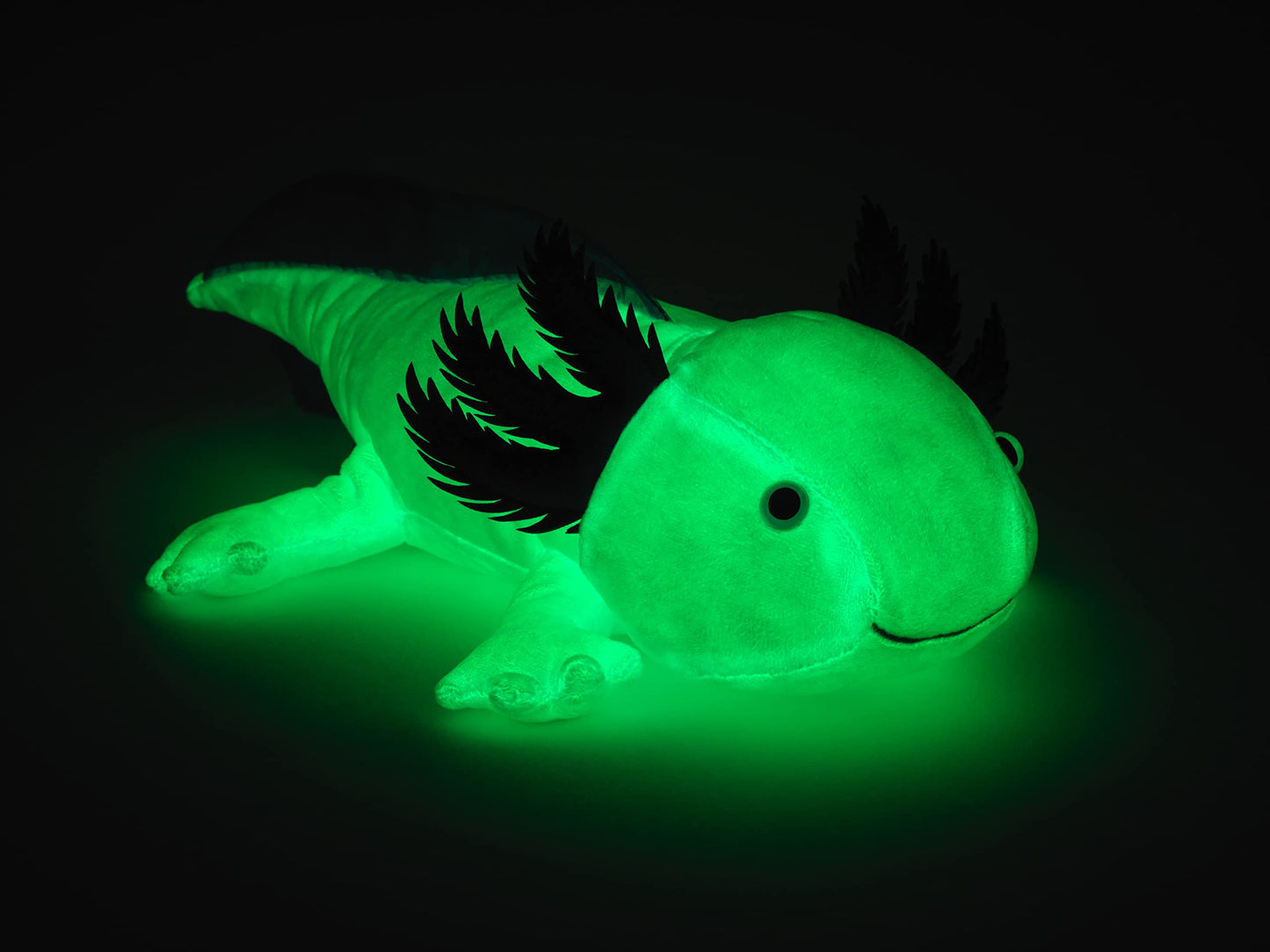 Uni-Toys - Axolotl (Albastru Deschis-Fluorescent) - 32 cm (Lungime) - Ajolote de Pluș - Jucărie de Pluș