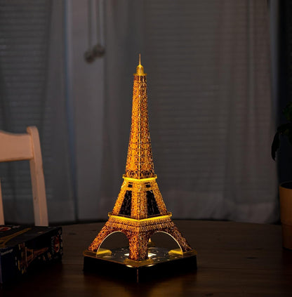 Puzzle 3D Ravensburger 12579 - Turnul Eiffel Night Edition - Model 3D iluminat cu LED, de construit - Recomandat de la 10 ani