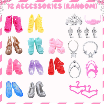 Vicloon Set 32 piese haine si accesorii pentru papusi 30 cm