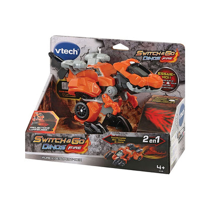 VTech Switch & Go Dinos Furex, T-Rex 2-in-1 cu sunete, jucărie transformabilă în mașină de curse, proiecții luminoase, cadou pentru copii de la 4 ani