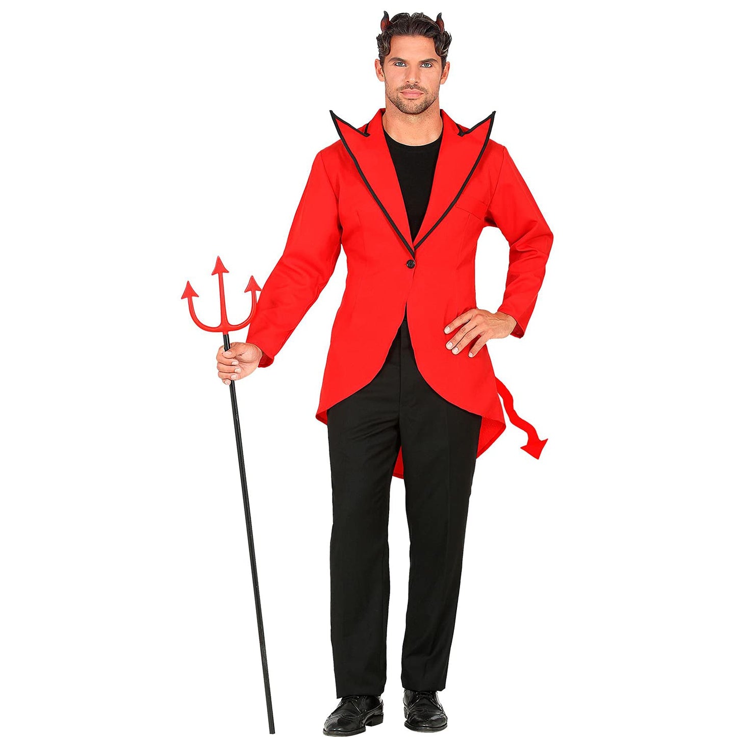 W WIDMANN MILANO Party Fashion Costum de Halloween Frac roșu cu coadă de diavol XXL unisex