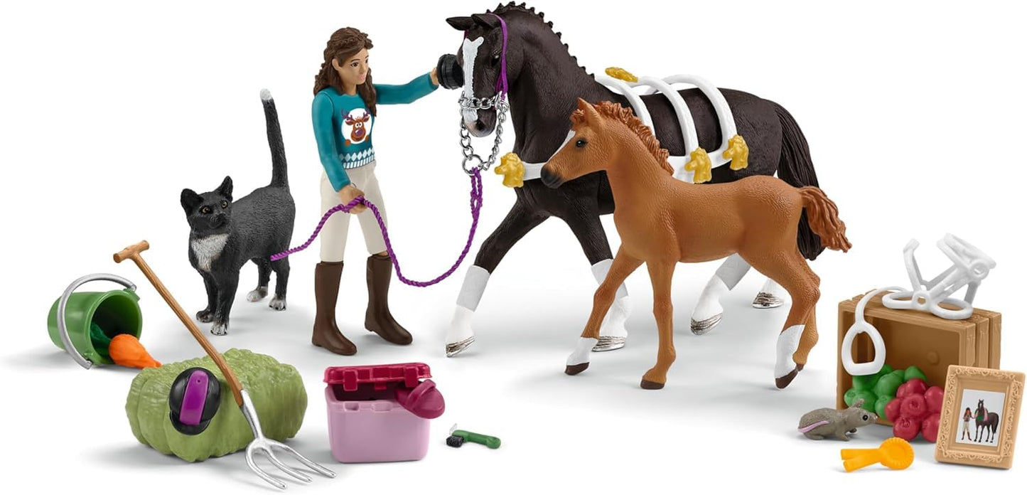 Schleich 99092 Calendar de Advent Horse Club 2024, pentru copii de la 5 ani, set de joacă HORSE CLUB, 36 piese